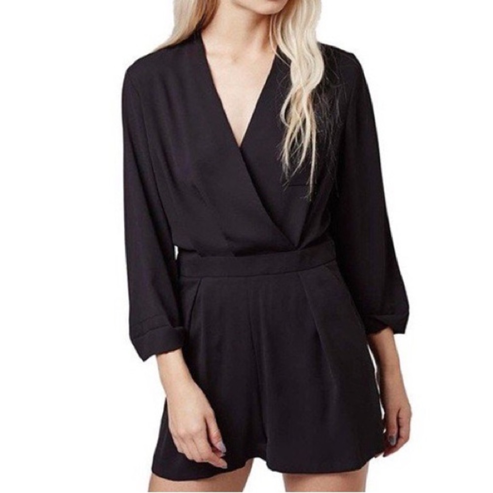Topshop black formal long sleeve romper